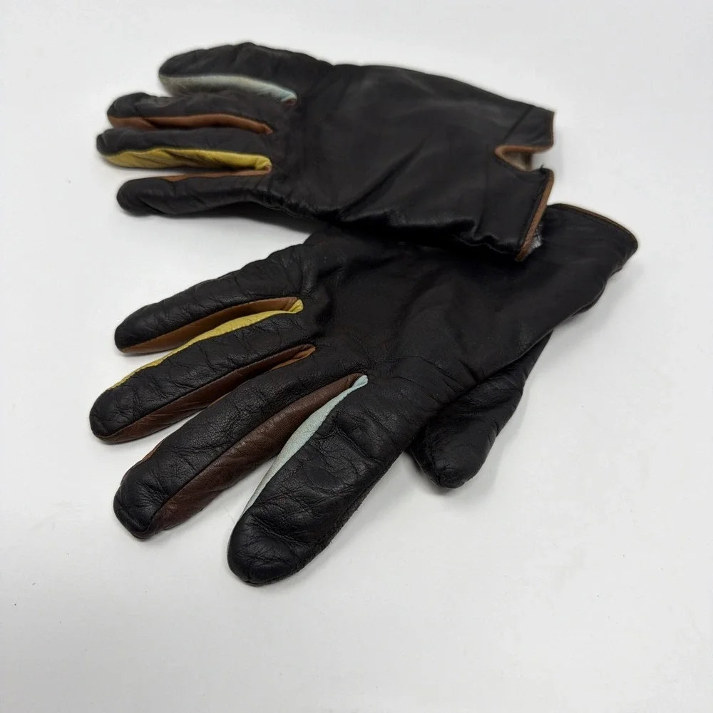 Vintage Multicolored Leather Driving Gloves  - MYWALLIT Made In Amsterdam Sz 7.5